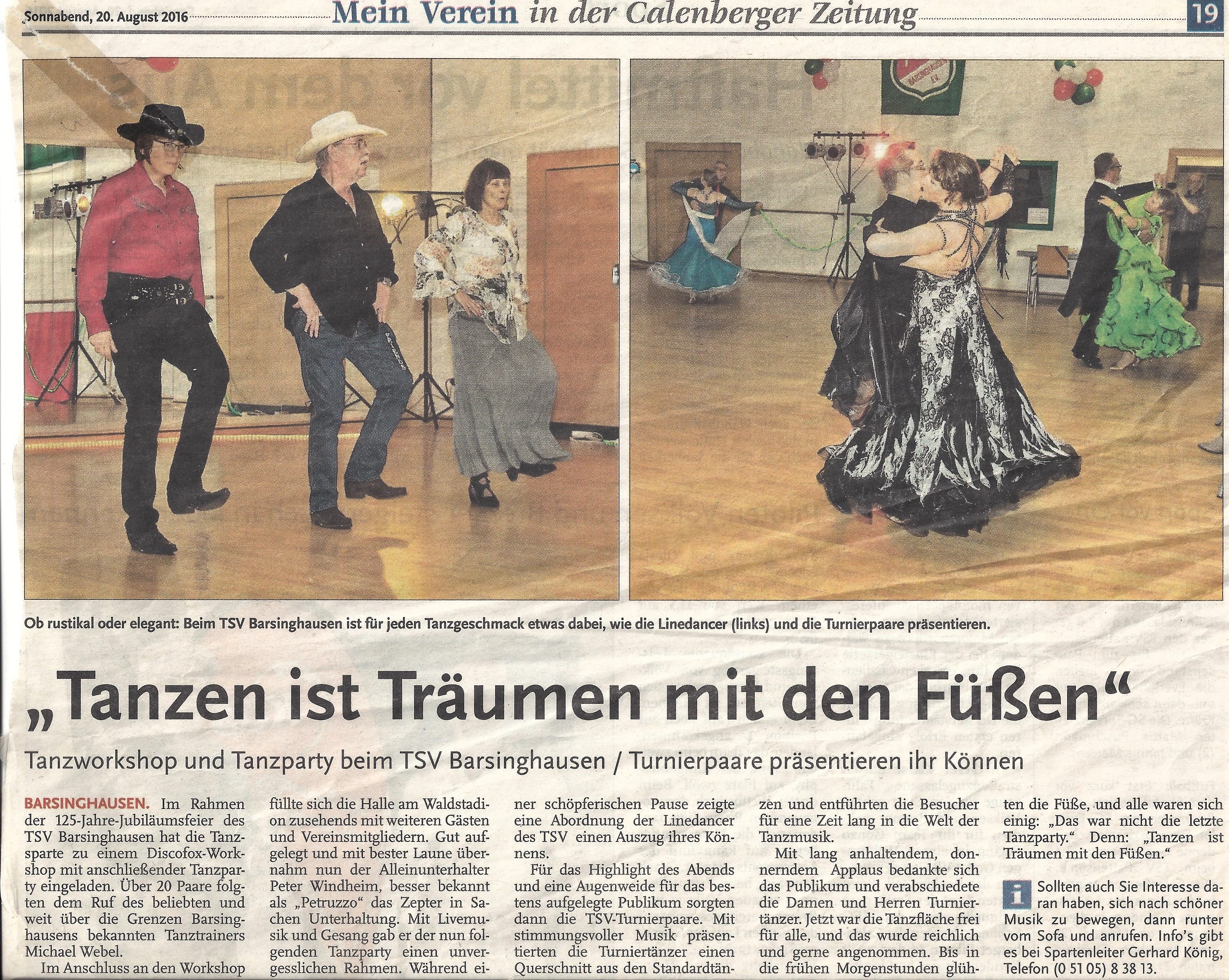 HAZ "Mein Verein" - Artikel vom 20.08.2016 (Foto: Privat) HAZ "Mein Verein" - Artikel vom 20.08.2016 (Foto: Privat)