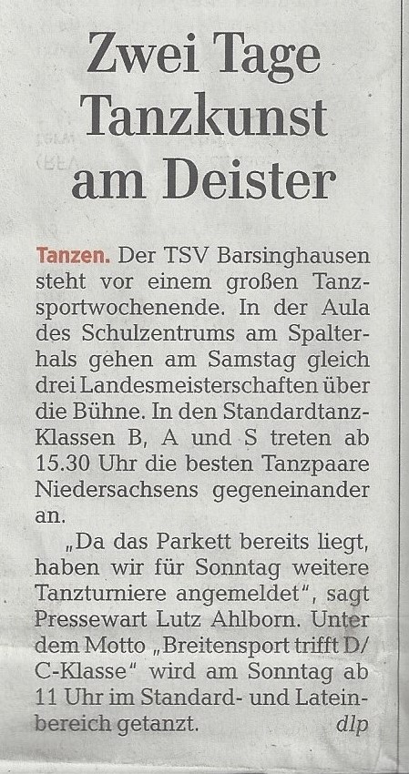 HAZ-Artikel 15.09.2022 - Barsinghausen / SPORT